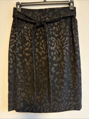 Alex Marie Black Metallic-Print Tie-Waist Pencil Skirt - Bronze Accents
